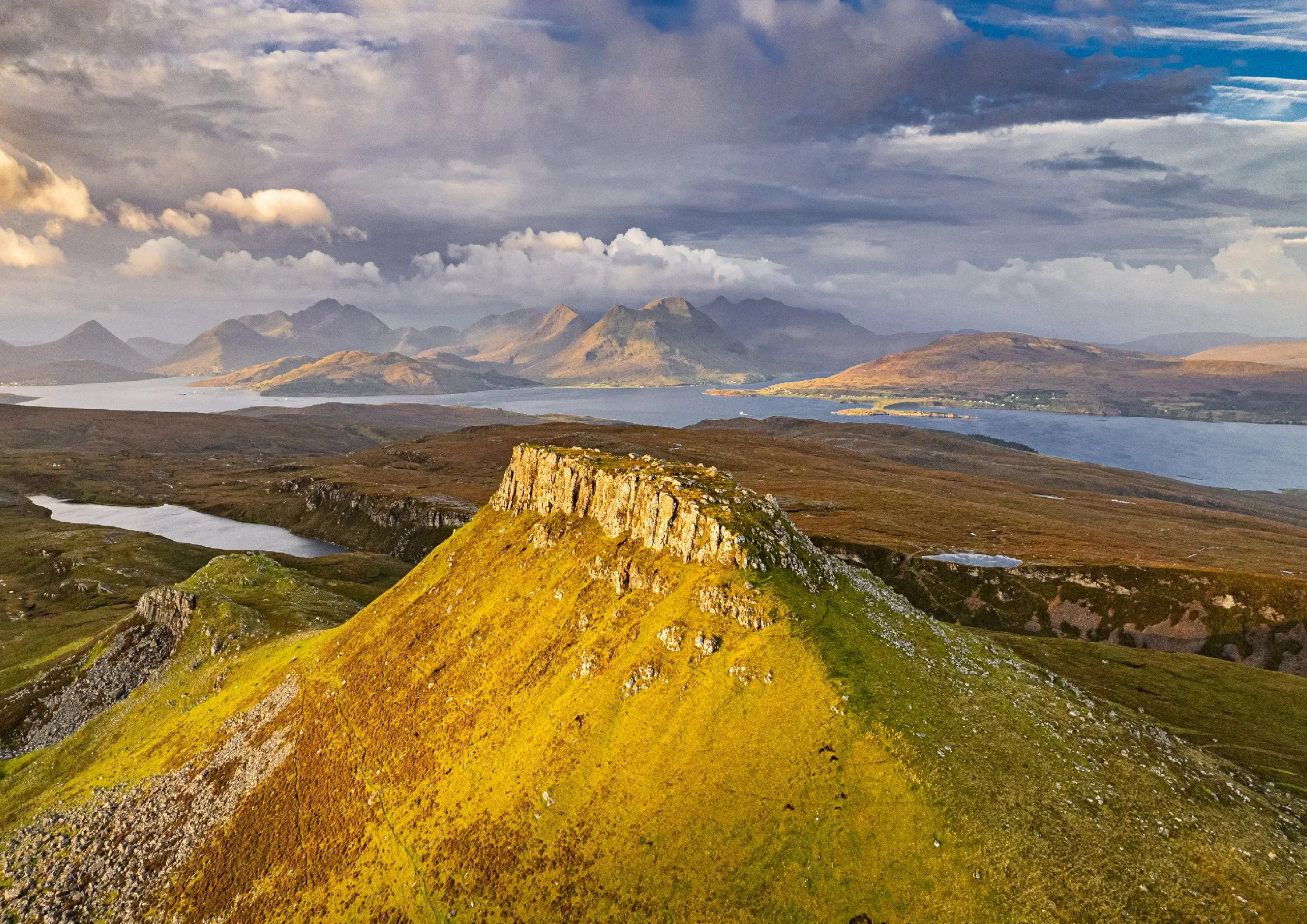 Dùn Caan on the Isle of Raasay, looking across the water to the mountains of Skye